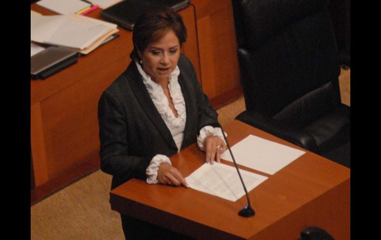 La secretaria de Relaciones Exteriores, Patricia Espinosa, compareció ante senadores, en el marco del Sexto Informe de Gobierno. NTX  /