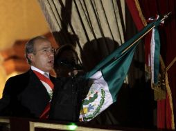 Calderón durante la ceremonia del grito. REUTERS  /