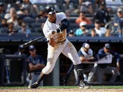Alex Rodríguez durante uno de sus turnos al bat durante el juego. AFP  /