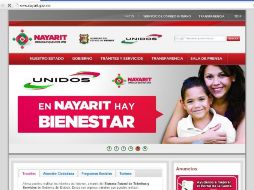 Aspecto de la página oficial del Gobierno de Nayarit. ESPECIAL  /