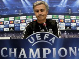 El estratega del conjunto merengue durante rueda de prensa en Madrid. EFE  /