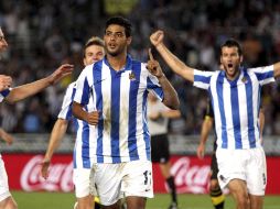 Carlos Vela espera mejorar en su desempeño con la Real Sociedad. EFE  /