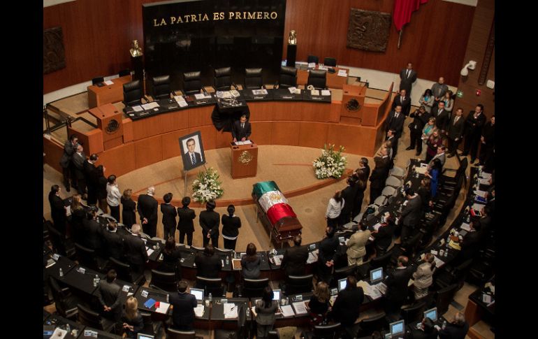 El Senado de la República realizó un homenaje de cuerpo presente a Alonso Lujambio Irazábal. XINHUA  /
