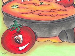 Ilustración de ''El jitomate que quería ser salsa''.  /