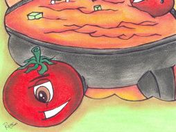 Ilustración de ''El jitomate que quería ser salsa''.  /