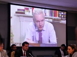 Assange intervinó en el marco de la Asamblea General a través de videoconferencia. AP  /