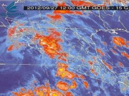 Imagen del Servicio Meteorológico Nacional en la que puede observarse la tormenta tropical Miriam. ESPECIAL  /
