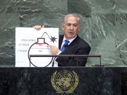 El primer ministro israelí Benjamin Netanyahu en la Asamblea General de la ONU. XINHUA  /