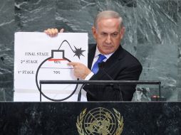 Benjamin Netanyahu acusa a Irán ante la ONU de buscar crear armas nucleares. XINHUA  /