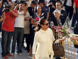 Isabel Pantoja, a su llegada a la Ciudad de la Justicia de Málaga, donde ha arrancado su juicio por lavado de capitales. EFE  /