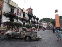 Inconformes con la validación de resultados electorales liberaron reos e incendiaron patrullas en Motozintla, Chiapas. NTX  /