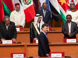 El presidente de Colombia decidió viajar a Lima,  para asistir a la III cumbre de América Latina y países árabes. XINHUA  /