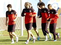 El conjunto del Cholo Simeone buscará hoy en el Vicente Calderón seguir con la racha ganadora. EFE  /