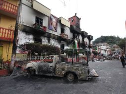 Un grupo de personas  incendiaron instalaciones de gobierno y dos patrullas municipales. NOTIMEX  /
