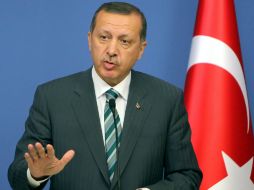 El primer ministro turco, Recep Tayyip Erdogan, en conferencia de prensa. AFP  /