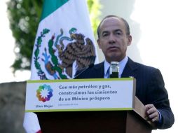 El Presidente Felipe Calderón Hinojosa anunció el descubrimiento de un nuevo yacimiento de petróleo. EL UNIVERSAL  /