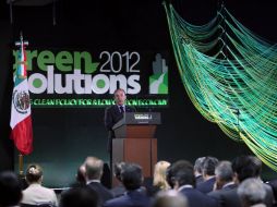 Felipe Calderón reflexionó sobre el medio ambiente de nuestro país durante la inauguración de la Expo Green Solutions. NTX  /
