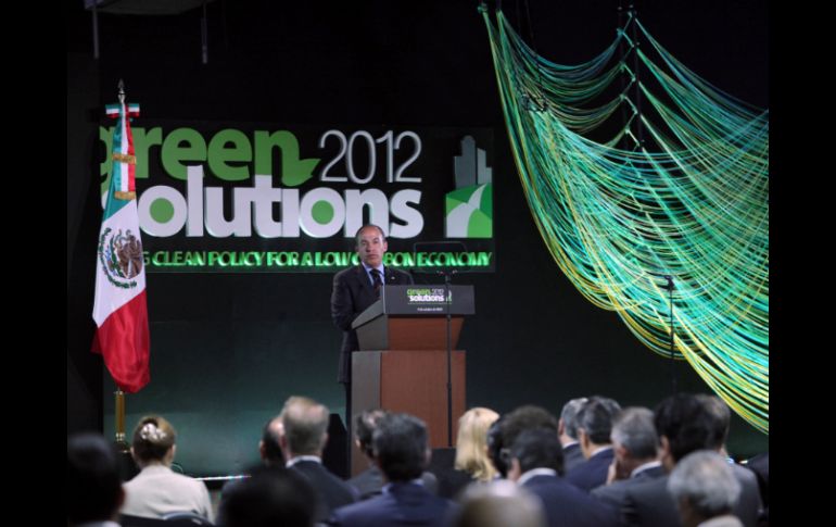 Felipe Calderón reflexionó sobre el medio ambiente de nuestro país durante la inauguración de la Expo Green Solutions. NTX  /