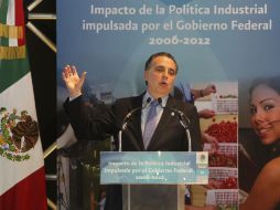 El secretario de Economía, Bruno Ferrari, durante la presentación del Impacto de la Política Industrial  2006-2012. NTX  /