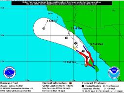 El ojo de 'Paul' tocará tierra en las próximas horas. ESPECIAL  /