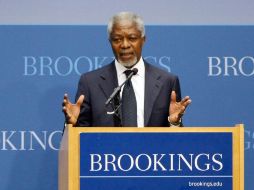 Annan habló en una conferencia en el centro de estudios Brookings de Washington. XINHUA  /