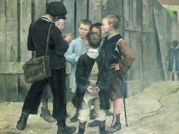 Muestra. La pieza Una reunión (1884) de Marie Bashkirtseff, quien es la única mujer en esta exposición.  /
