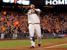 Sandoval maravilló a la afición venezolana de las Grandes Ligas y a sus compañeros de Gigantes. AFP  /