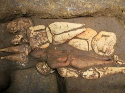 Fotografía cedida por el ministerio de Cultura de Guatemala muestra la tumba del gobernante ''K'utz Chman''.EFE  /