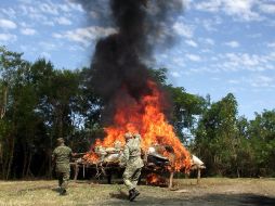 La destrucción de la droga se realizó en las instalaciones de la VII Zona Militar. ARCHIVO  /