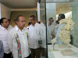 El Presidente Felipe Calderón durante apertura de Museo Maya. ARCHIVO  /