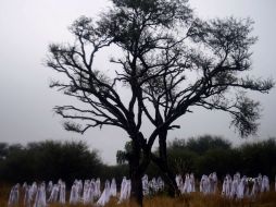 La sesión fotográfica se realizó en el marco del Día de Muertos dentro del Festival de la Calaca. AFP  /