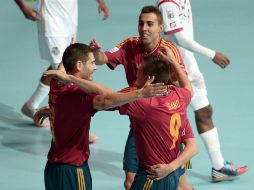 El equipo español celebra una de las anotaciones contra Panamá. En la última jornada se enfrentarán a Marruecos. AFP  /