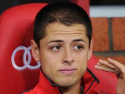 Javier ''Chicharito'' Hernández no vio acción en el duelo del Manchester United. ARCHIVO  /
