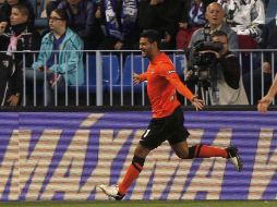 El mexicano Carlos Vela celebra su anotación durante el partido de la Real Sociedad ante el Málaga. REUTERS  /