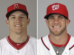 Mike Trout y Bryce Harper. AP  /