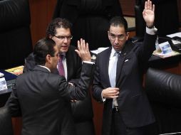 Imagen de algunos senadores durante el análisis de la reforma laboral. EL UNIVERSAL  /