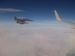 Dos aviones de la Fuerza Aérea Mexicana escoltaron este jueves el avión presidencial. NOTIMEX  /