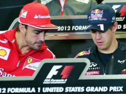 Asunto de dos. El español Fernando Alonso está 10 puntos atrás del alemán Sebastian Vettel en la lucha por el campeonato de pilotos.EFE  /
