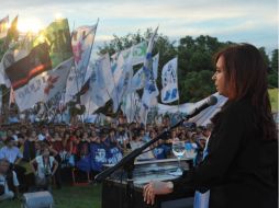 Cristina Fernández de Kirchner hablando durante el acto por el Día de la Soberanía Nacional. EFE  /