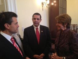 Luis Videgaray tuiteó una foto de la reunión de Peña Nieto con la congresista. ESPECIAL  /