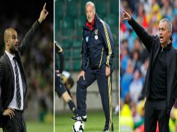 'Pep' Guardiola, Vicente Del Bosque y José Mourinho en la disputa por ser el mejor estratega. AP  /