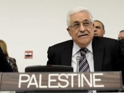 El presidente de la Autoridad Palestina, Mahmud Abás, en una rueda de prensa en la sede de Naciones Unidas. EFE  /