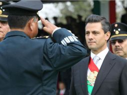 El Presidente, Enrique Peña Nieto durante la ceremonia de salutación de las Fuerzas Armadas de México en el Campo Marte. NOTIMEX  /