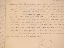 Manuscrito de Napoleón Bonaparte, escrito entre julio de 1818 y agosto de 1819. AFP  /