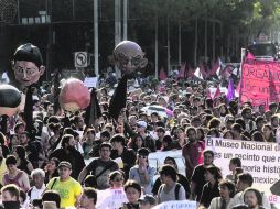 La manifestación de ayer. El contingente fue encabezado por padres de los arrestados. EL UNIVERSAL  /