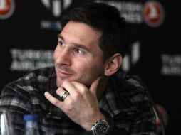 Messi durante su presentación como embajador internacional de la compañía aérea Turkish Airlines. EFE  /