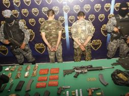 En la base central de la SSPE fueron presentados Rafael Bernal Gutiérrez, de 18 años y Raúl Lozano Aguirre de 21 años.  /