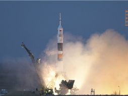 La nave Soyuz TMA-7M durante el despegue. EFE  /