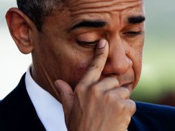 Al presidente norteamericano, Barack Obama, se le observó conmovido  en el evento funerario. AFP  /
