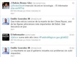 El Gobernador Emilio González Márquez expresó su sentir a través de Twitter. ESPECIAL  /
